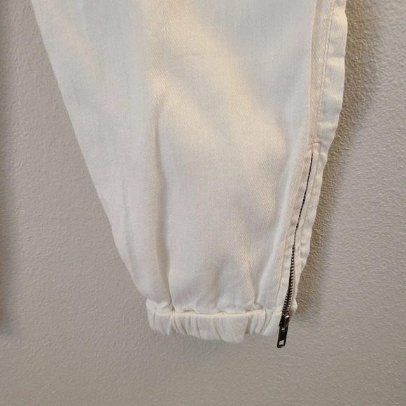 James Perse White Linen Blend Zip Ankle Jogger Pants - Picture 3 of 7